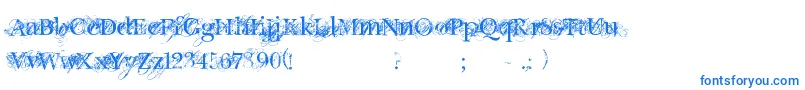 フォントChicDecay – 白い背景に青い文字