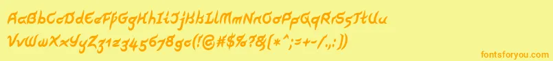 PegathlonLtBoldNarrow Font – Orange Fonts on Yellow Background