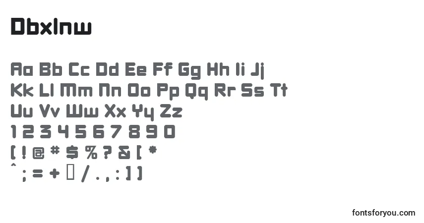 Czcionka Dbxlnw – alfabet, cyfry, specjalne znaki