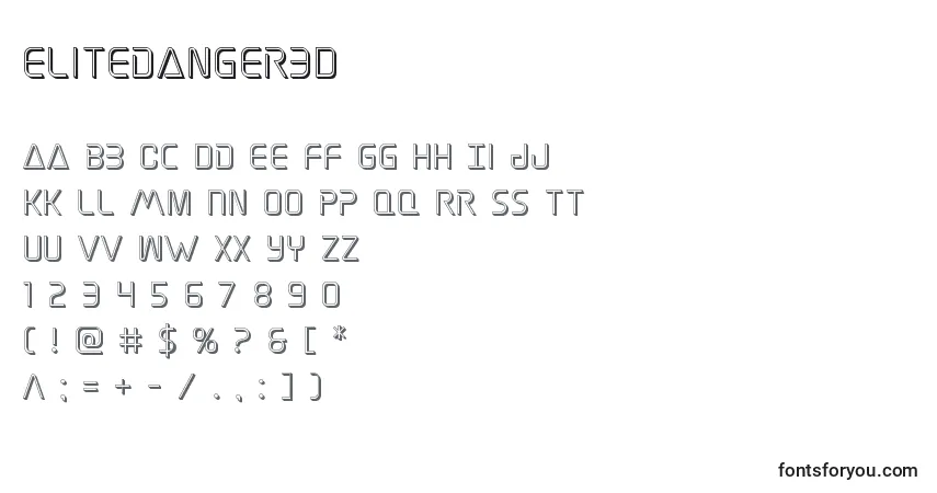 Schriftart Elitedanger3D – Alphabet, Zahlen, spezielle Symbole