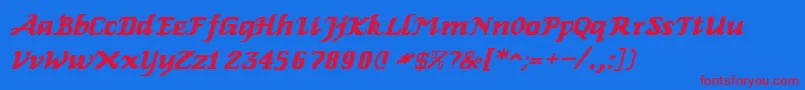 RelbeItalic Font – Red Fonts on Blue Background