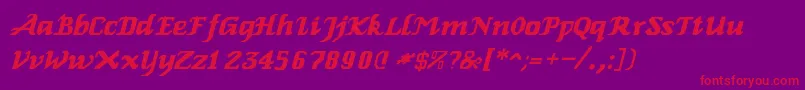 RelbeItalic-Schriftart – Rote Schriften auf violettem Hintergrund