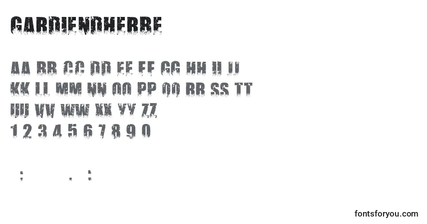 Fuente GardiendHerbe - alfabeto, números, caracteres especiales