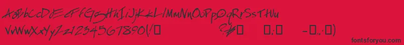 EspecialKay Font – Black Fonts on Red Background