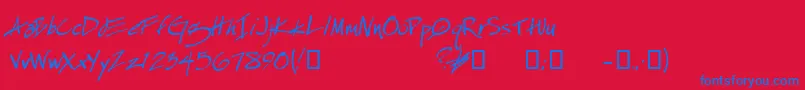 EspecialKay Font – Blue Fonts on Red Background