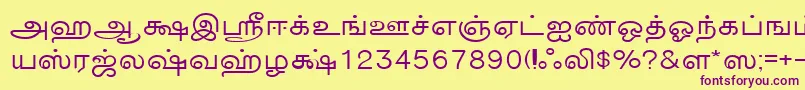フォントTmnewsNormal – 紫色のフォント、黄色の背景