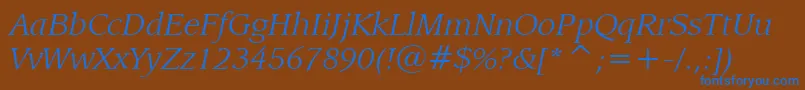 LeawoodBookItalicBt Font – Blue Fonts on Brown Background