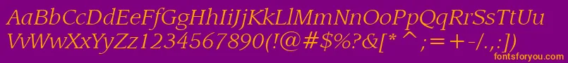 LeawoodBookItalicBt Font – Orange Fonts on Purple Background