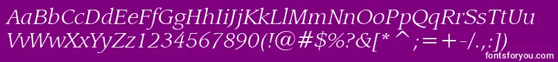 LeawoodBookItalicBt Font – White Fonts on Purple Background