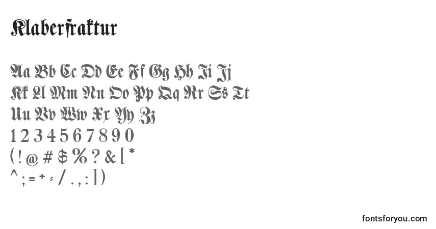A fonte Klaberfraktur – alfabeto, números, caracteres especiais