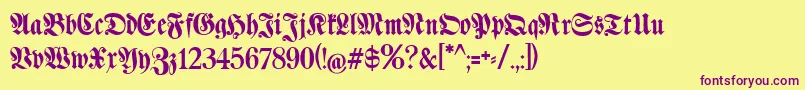 Klaberfraktur Font – Purple Fonts on Yellow Background