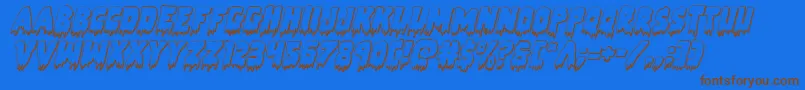 Zombiecontrol3Dital-Schriftart – Braune Schriften auf blauem Hintergrund