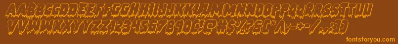 Zombiecontrol3Dital-Schriftart – Orangefarbene Schriften auf braunem Hintergrund