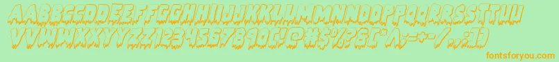 Zombiecontrol3Dital-Schriftart – Orangefarbene Schriften auf grünem Hintergrund