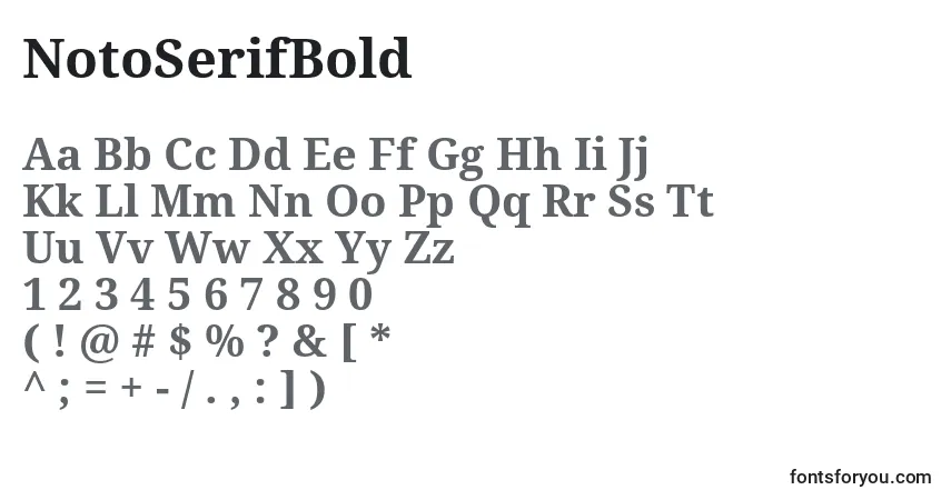 A fonte NotoSerifBold – alfabeto, números, caracteres especiais