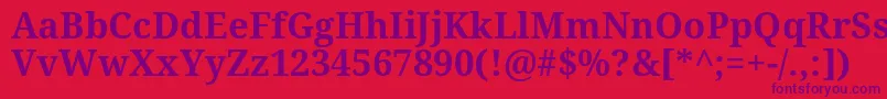 NotoSerifBold-Schriftart – Violette Schriften auf rotem Hintergrund