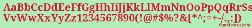 Шрифт NotoSerifBold – красные шрифты на зелёном фоне