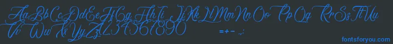 フォントAvenueDuVapoteur – 黒い背景に青い文字