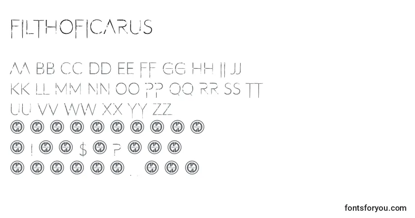 Czcionka Filthoficarus – alfabet, cyfry, specjalne znaki