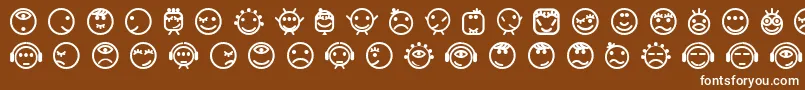 SmillyNormal-Schriftart – Weiße Schriften auf braunem Hintergrund