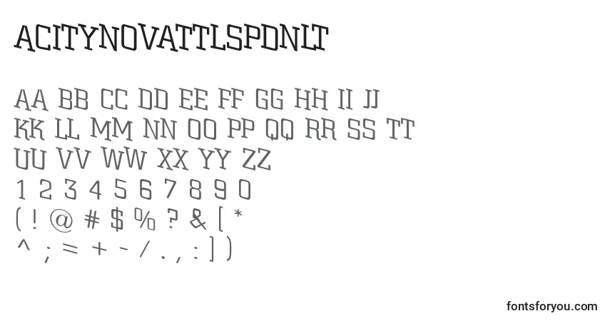 Шрифт ACitynovattlspdnlt – алфавит, цифры, специальные символы