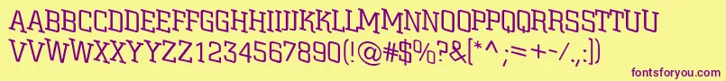 ACitynovattlspdnlt Font – Purple Fonts on Yellow Background