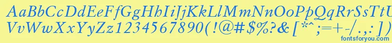 MyslItalicCyrillic Font – Blue Fonts on Yellow Background