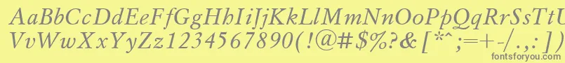 フォントMyslItalicCyrillic – 黄色の背景に灰色の文字