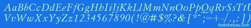 MyslItalicCyrillic Font – Green Fonts on Blue Background