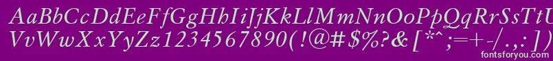 MyslItalicCyrillic Font – Green Fonts on Purple Background