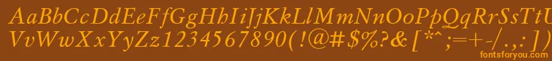 MyslItalicCyrillic Font – Orange Fonts on Brown Background