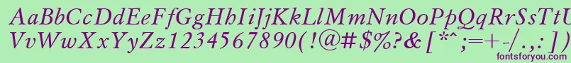 MyslItalicCyrillic Font – Purple Fonts on Green Background