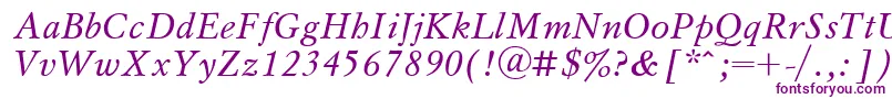 MyslItalicCyrillic-Schriftart – Violette Schriften auf weißem Hintergrund