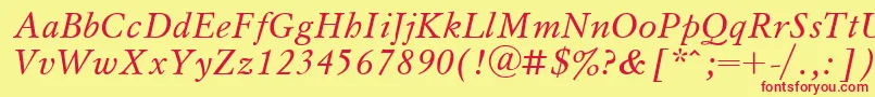 MyslItalicCyrillic Font – Red Fonts on Yellow Background