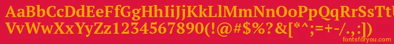 フォントPtf75f – 赤い背景にオレンジの文字