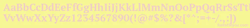 Ptf75f-fontti – vaaleanpunaiset fontit keltaisella taustalla