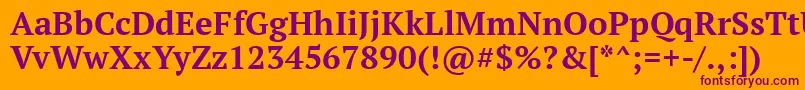 フォントPtf75f – オレンジの背景に紫のフォント