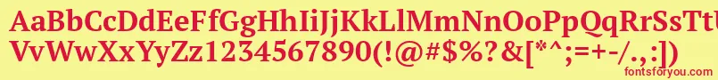フォントPtf75f – 赤い文字の黄色い背景