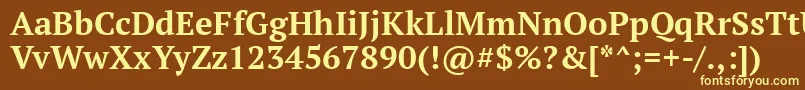 Ptf75f-fontti – keltaiset fontit ruskealla taustalla