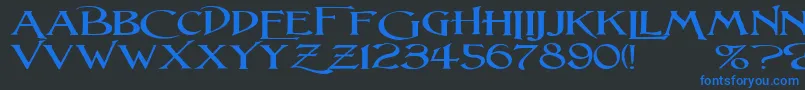 フォントLightfootW – 黒い背景に青い文字