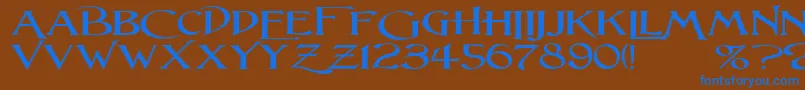 フォントLightfootW – 茶色の背景に青い文字