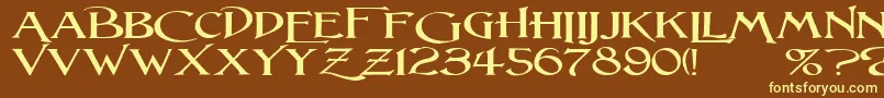 LightfootW-fontti – keltaiset fontit ruskealla taustalla