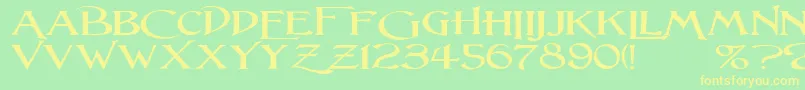 LightfootW-fontti – keltaiset fontit vihreällä taustalla