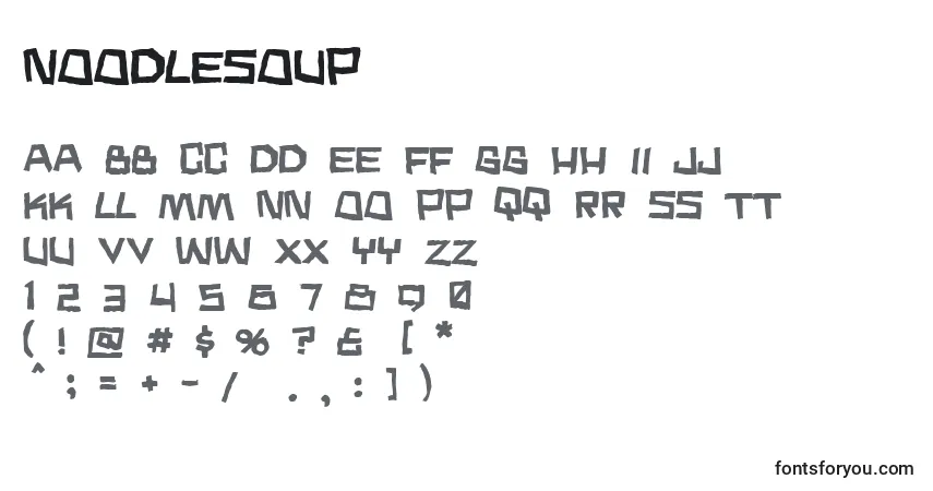 Czcionka Noodlesoup – alfabet, cyfry, specjalne znaki