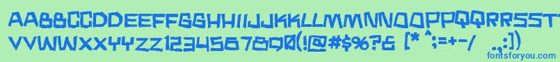 Noodlesoup-Schriftart – Blaue Schriften auf grünem Hintergrund
