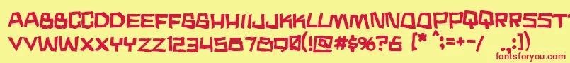 Noodlesoup-Schriftart – Rote Schriften auf gelbem Hintergrund
