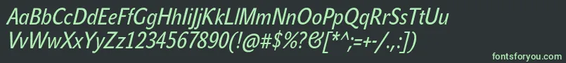 JohnsanscondWhiteProBoldItalic-fontti – vihreät fontit mustalla taustalla