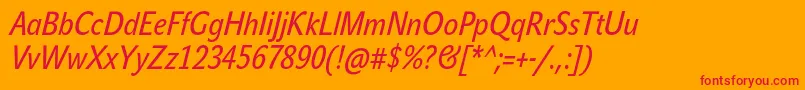 JohnsanscondWhiteProBoldItalic Font – Red Fonts on Orange Background