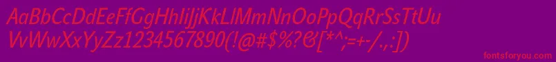 JohnsanscondWhiteProBoldItalic Font – Red Fonts on Purple Background