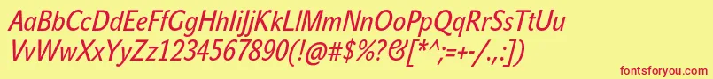 JohnsanscondWhiteProBoldItalic Font – Red Fonts on Yellow Background